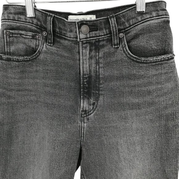 Abercrombie & Fitch The Ankle Straight Ultra High Rise Size 26 2R Distressed Raw - Picture 10 of 11